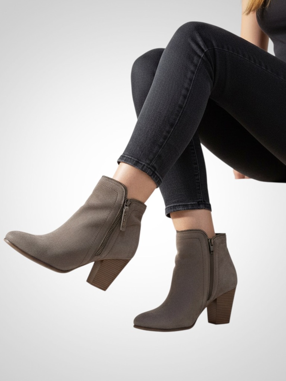 Lucky Brand Gray Suede Ankle Booties